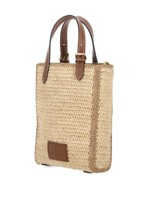 beige woven raffia design leather Anya Hindmarch | 189057Natural